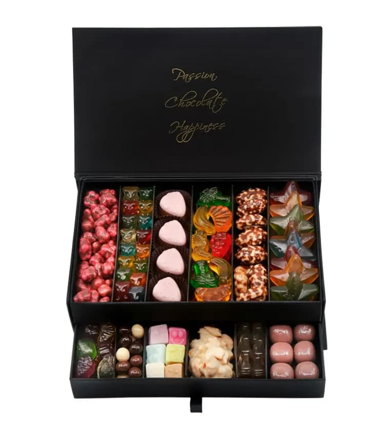 2 Katlı Siyah Gurme Jelly&Çikolata Kutusu - Artvin çiçek siparişi
